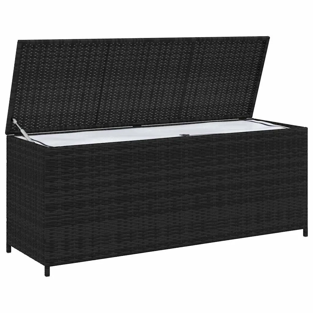 Gartenbox Schwarz 150 x 50 x 60 cm aus Poly-Rattan