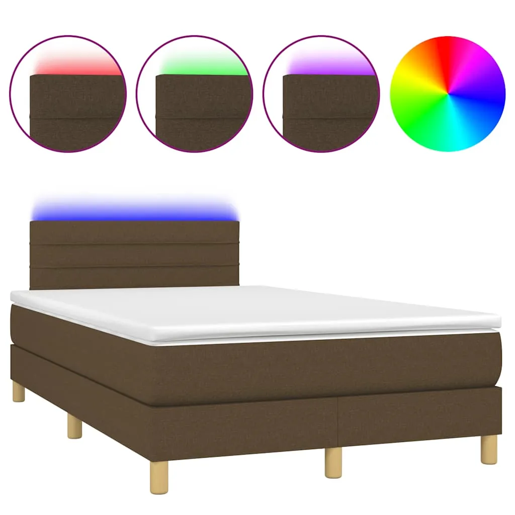 Boxspringbett mit Matratze, LED-Streifen, Stoff, 120x190 cm, Braun