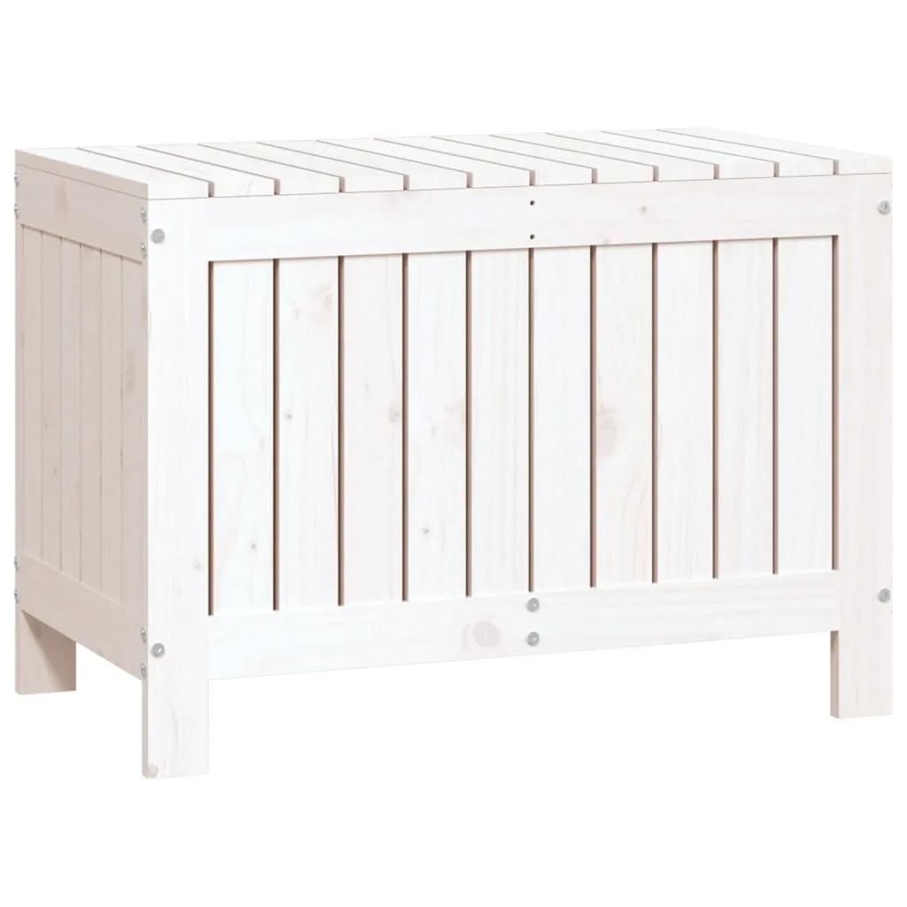Gartenbox aus massivem Kiefernholz Weiß 76 x 42,5 x 54 cm