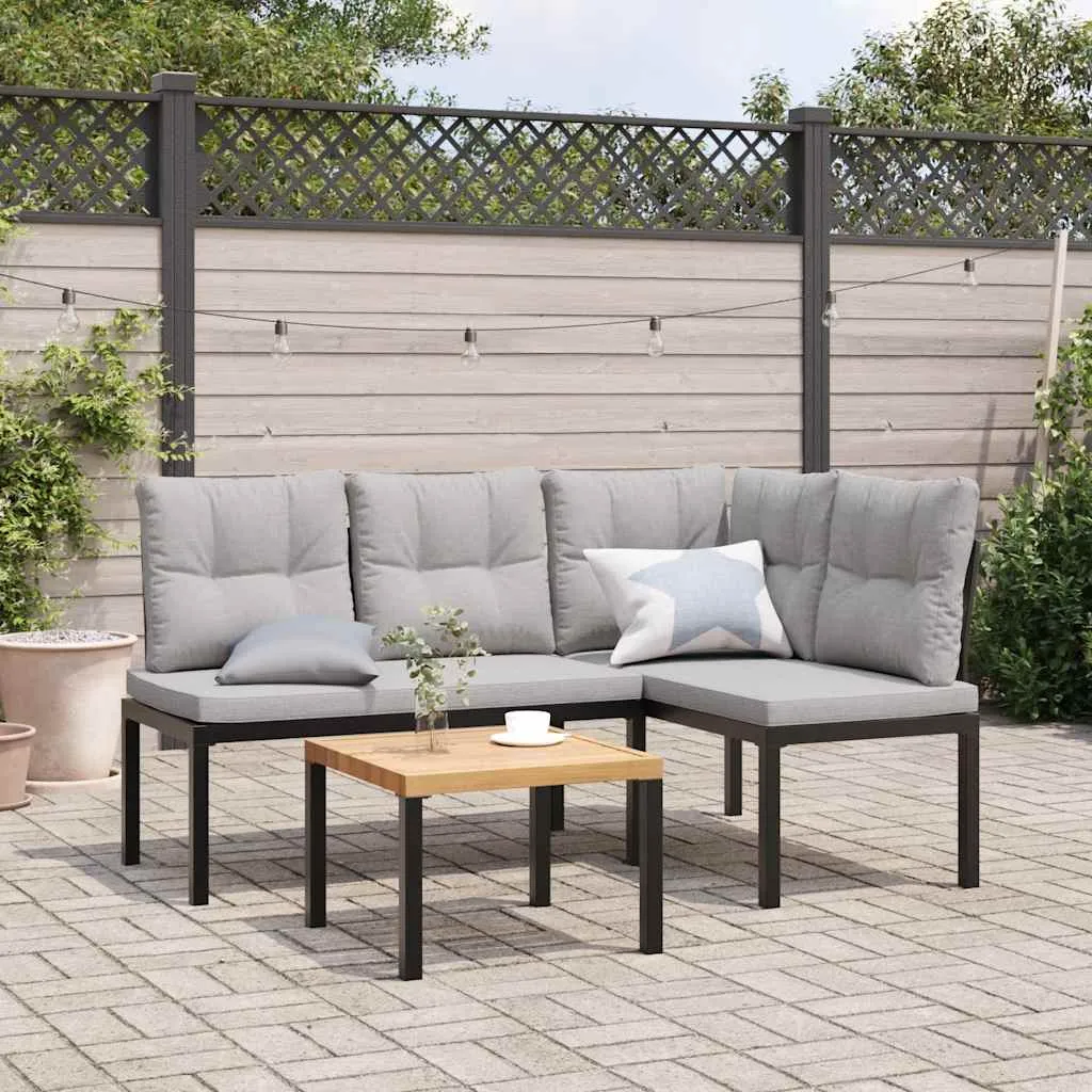 Gartenbank Schwarz 118 x 63 x 78 cm mit Kissen