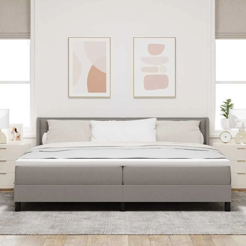 Boxspringbett 200x200 cm Massivholz Kiefer Polyester Taupe