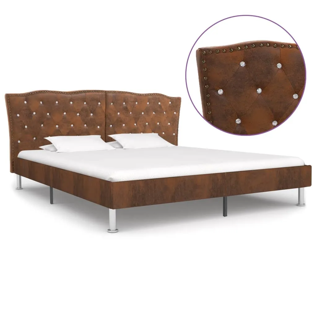 Bettgestell Braun Wildleder-Optik 180x200 cm