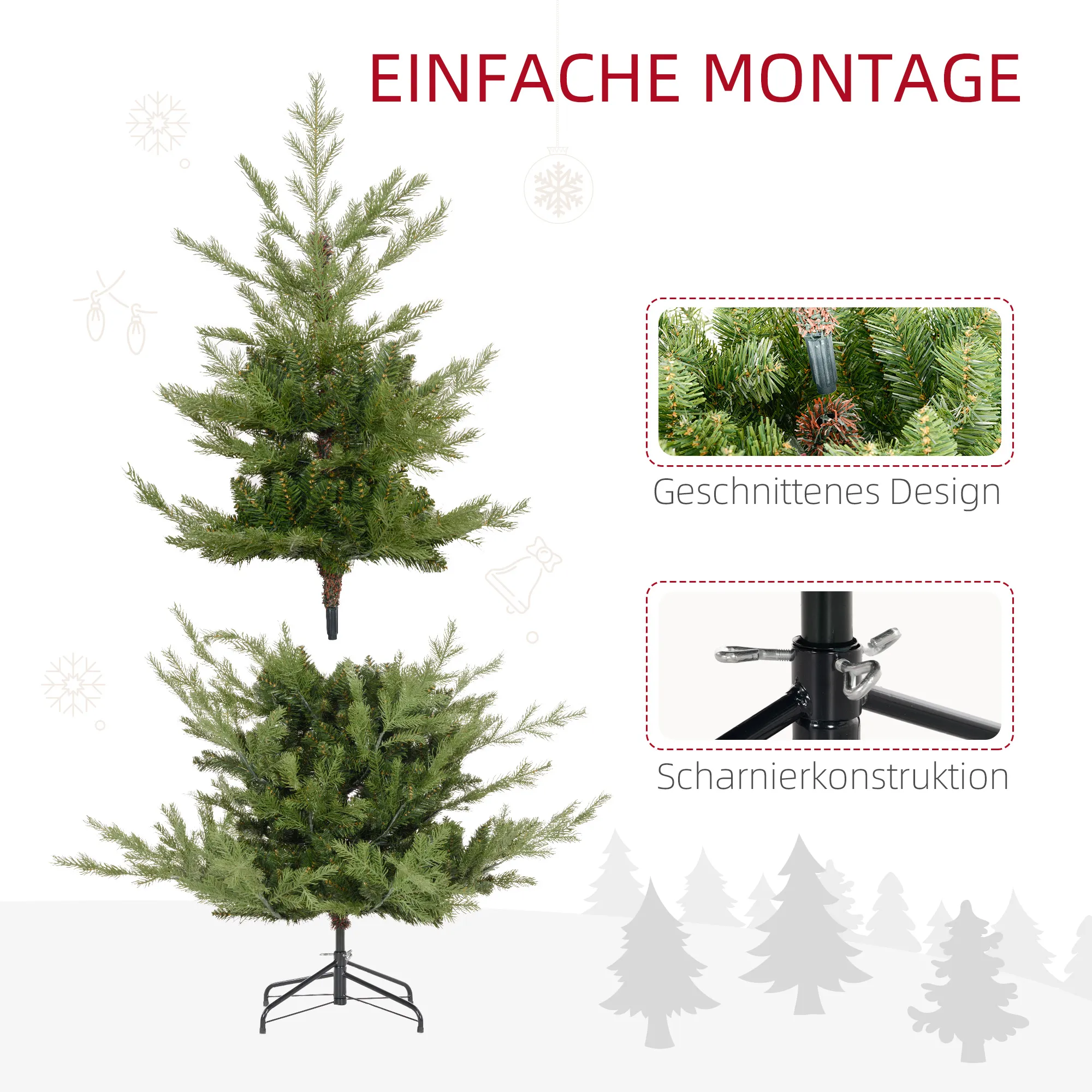 Kunsttanne Weihnachtsbaum realistisch Kunststoff, 150 cm, Grün