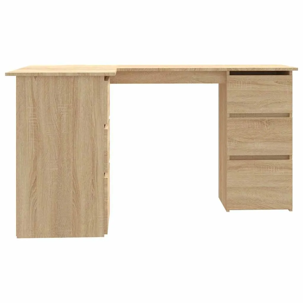 Eckschreibtisch 145x100x76 cm Sonoma-Eiche Massivholz