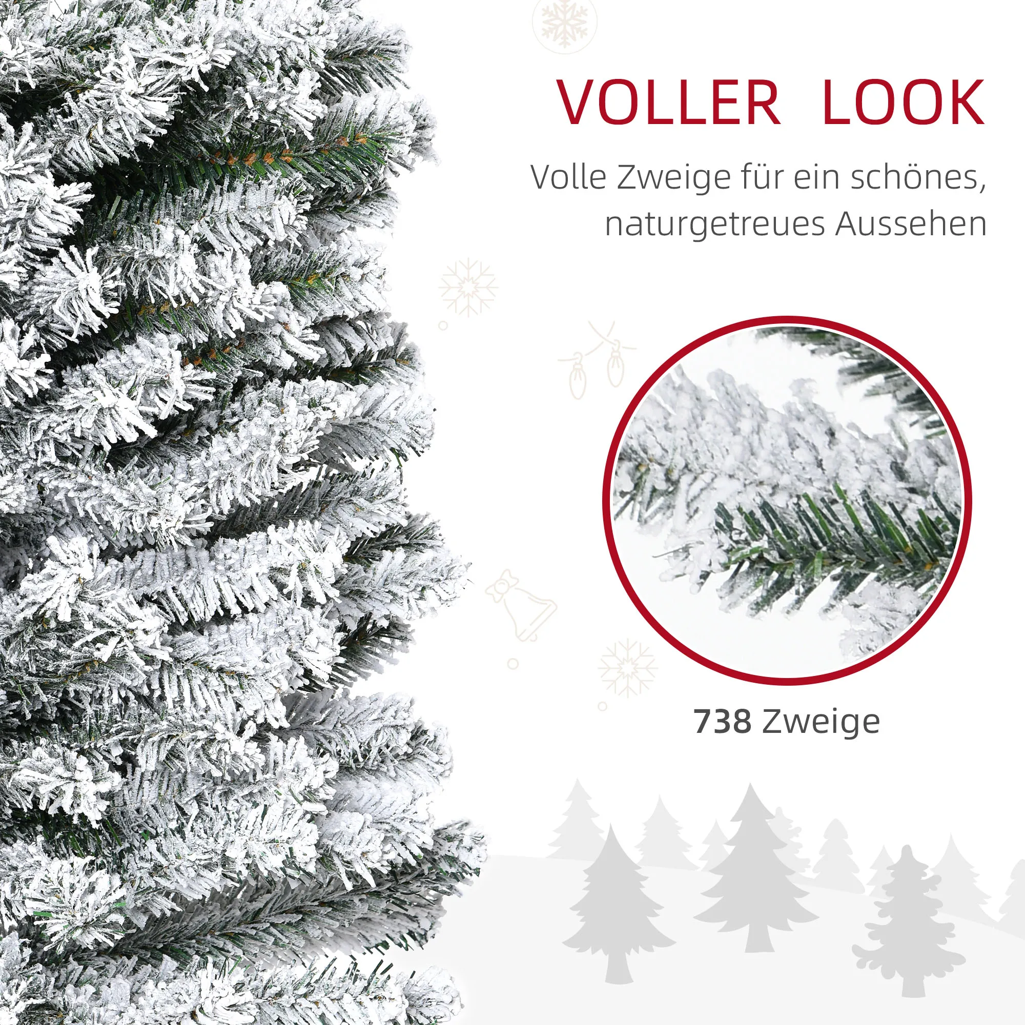 Künstlicher Weihnachtsbaum Bleistift Kiefer mit Schnee 180 cm Grün