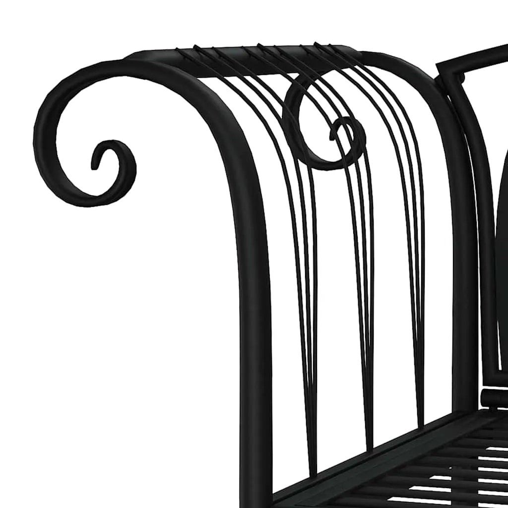 2-Sitzer Gartenbank Metall 128 x 44,5 x 88 cm Schwarz