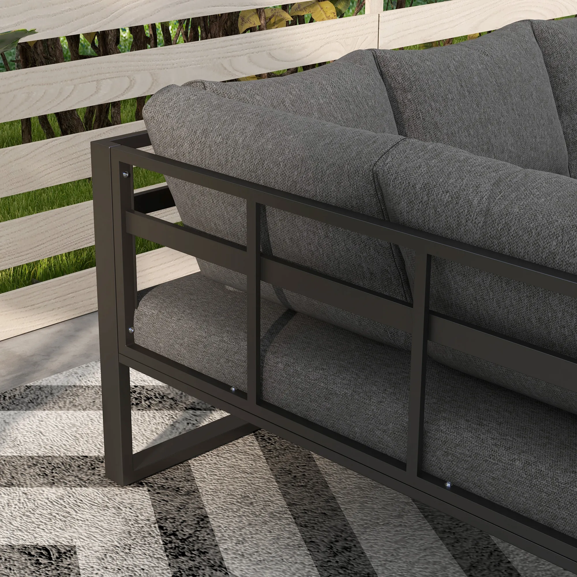 Fünfteiliges Outdoor-Sofa-Set Dunkelgrau 124x61x71,5 cm