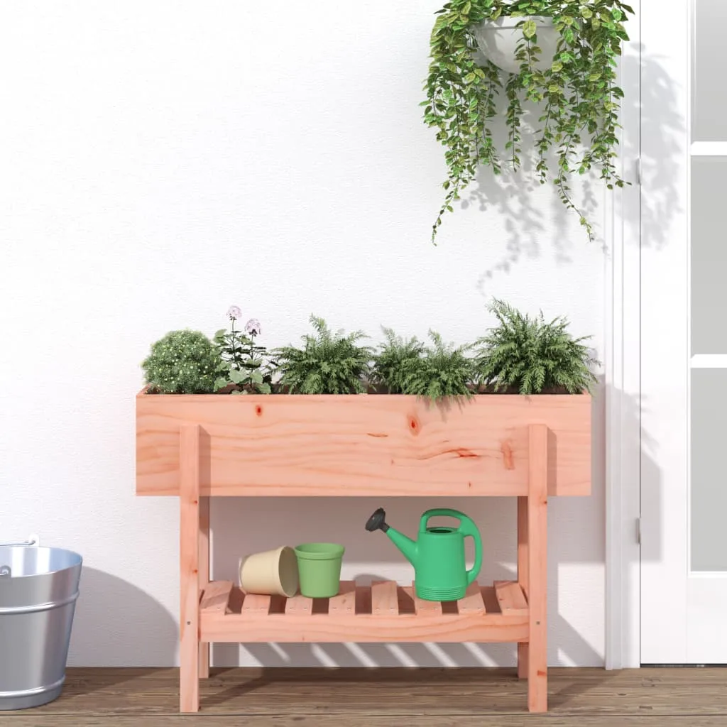 Hochbeet aus massivem Douglasienholz 101x30x69 cm mit Ablage naturfarben