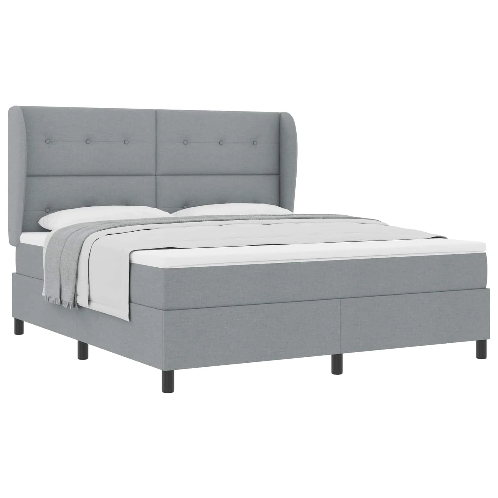Boxspringbett Hellgrau 180x200 cm mit Matratze und Topper