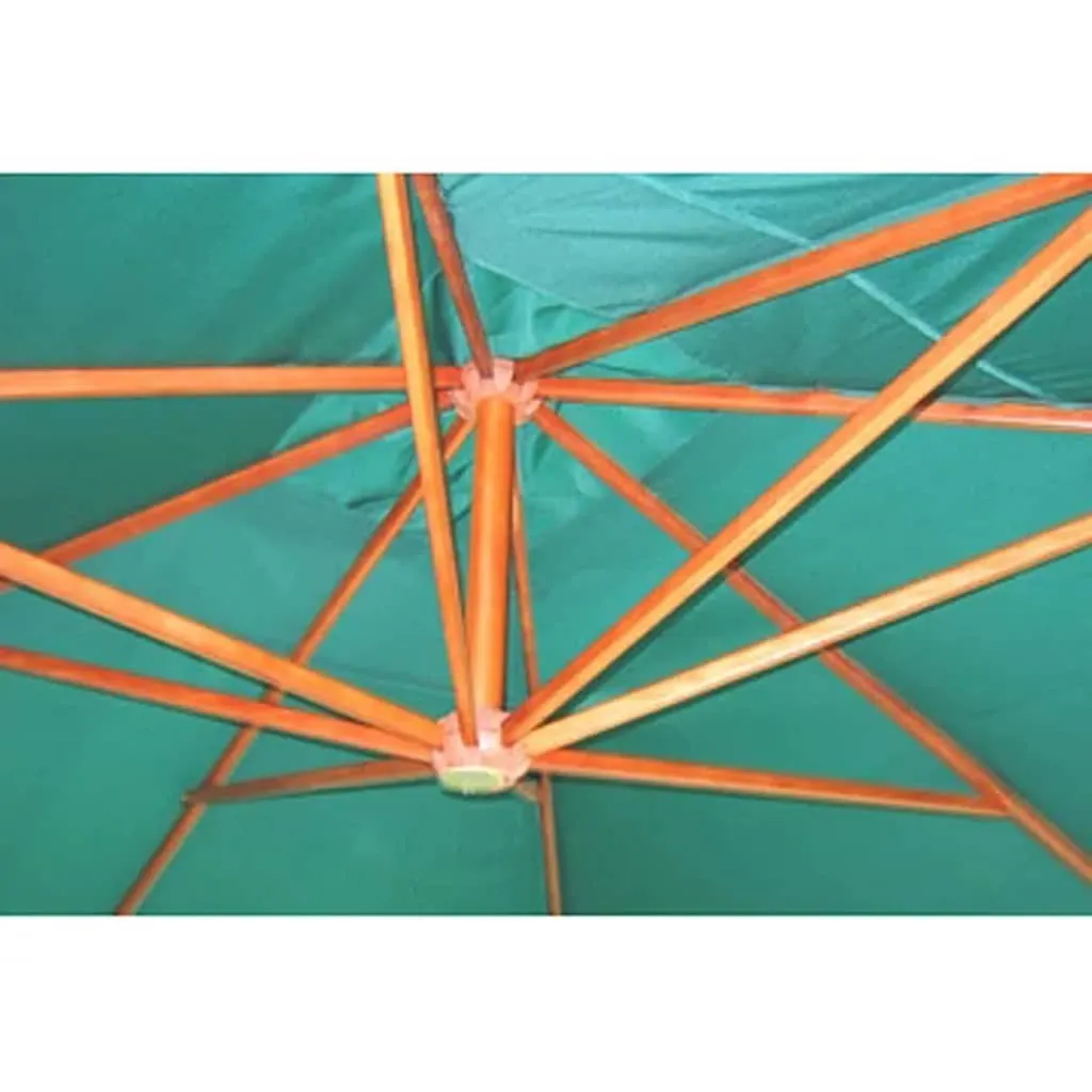 Grüner Sonnenschirm 3 x 4 Meter mit Hartholz-Mast