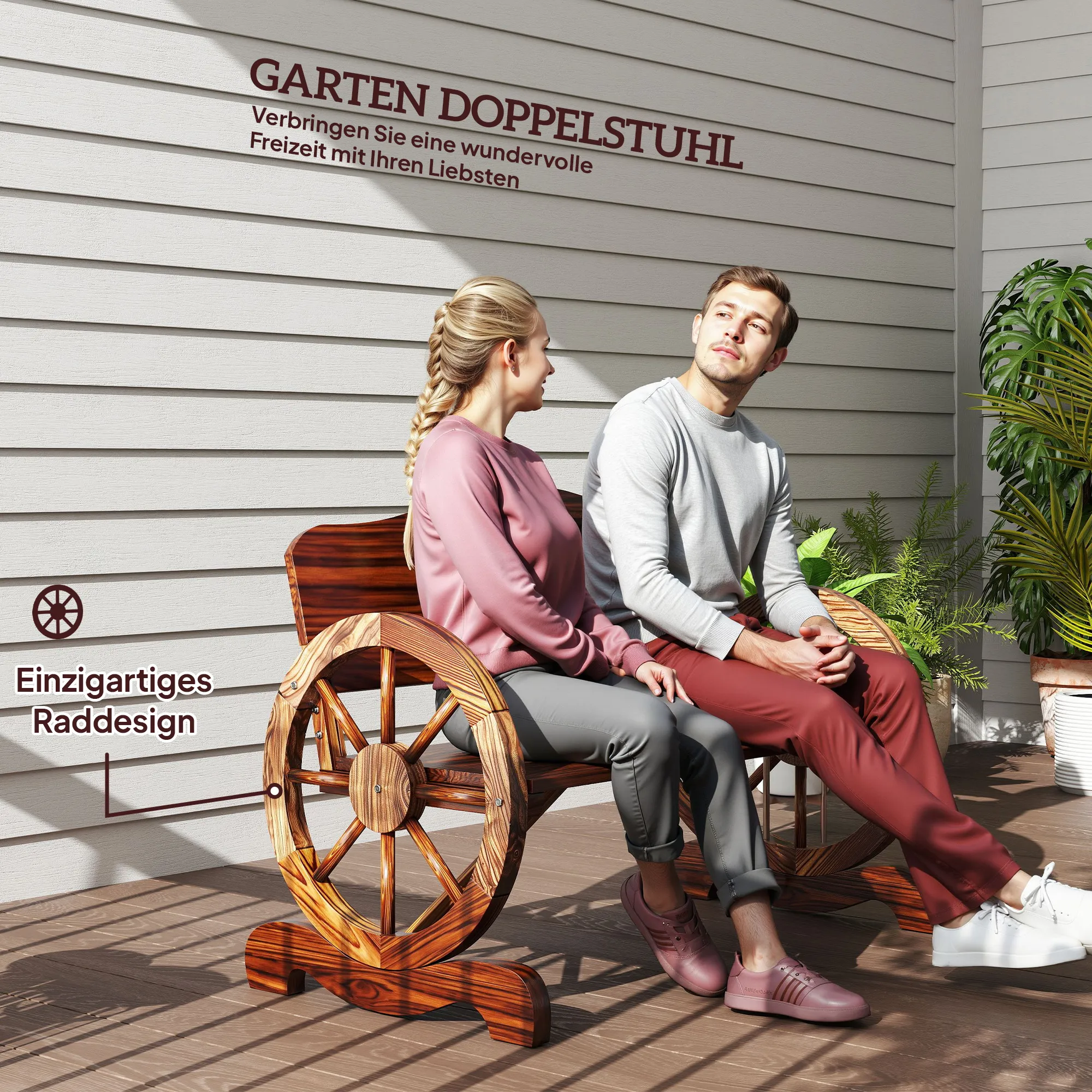 Wetterfeste Gartenbank 110x55x80 cm in Verkohlter Optik