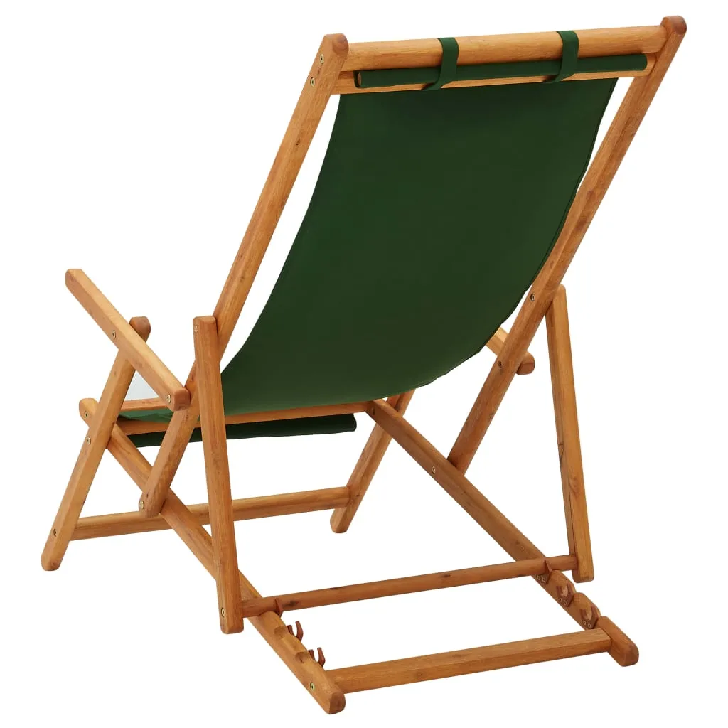 Strandstuhl aus massivem Holz Grün 60 x (112/119/127) x (81/88,5/95) cm
