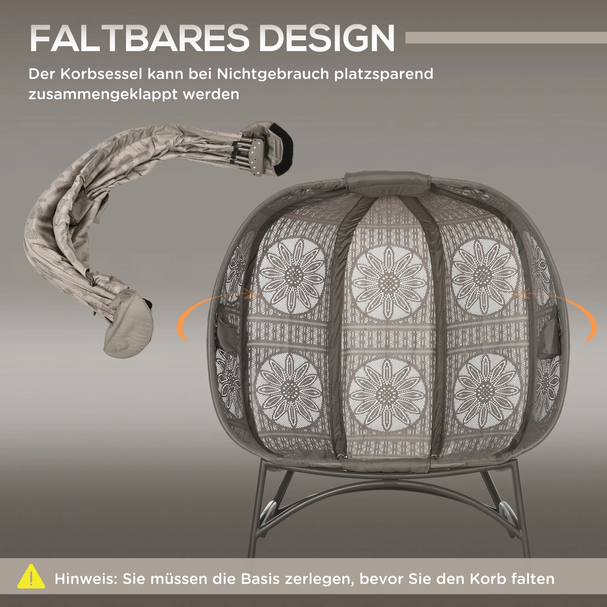 Gartenstuhl Sandbraun 126L x 75B x 142H cm für zwei Personen