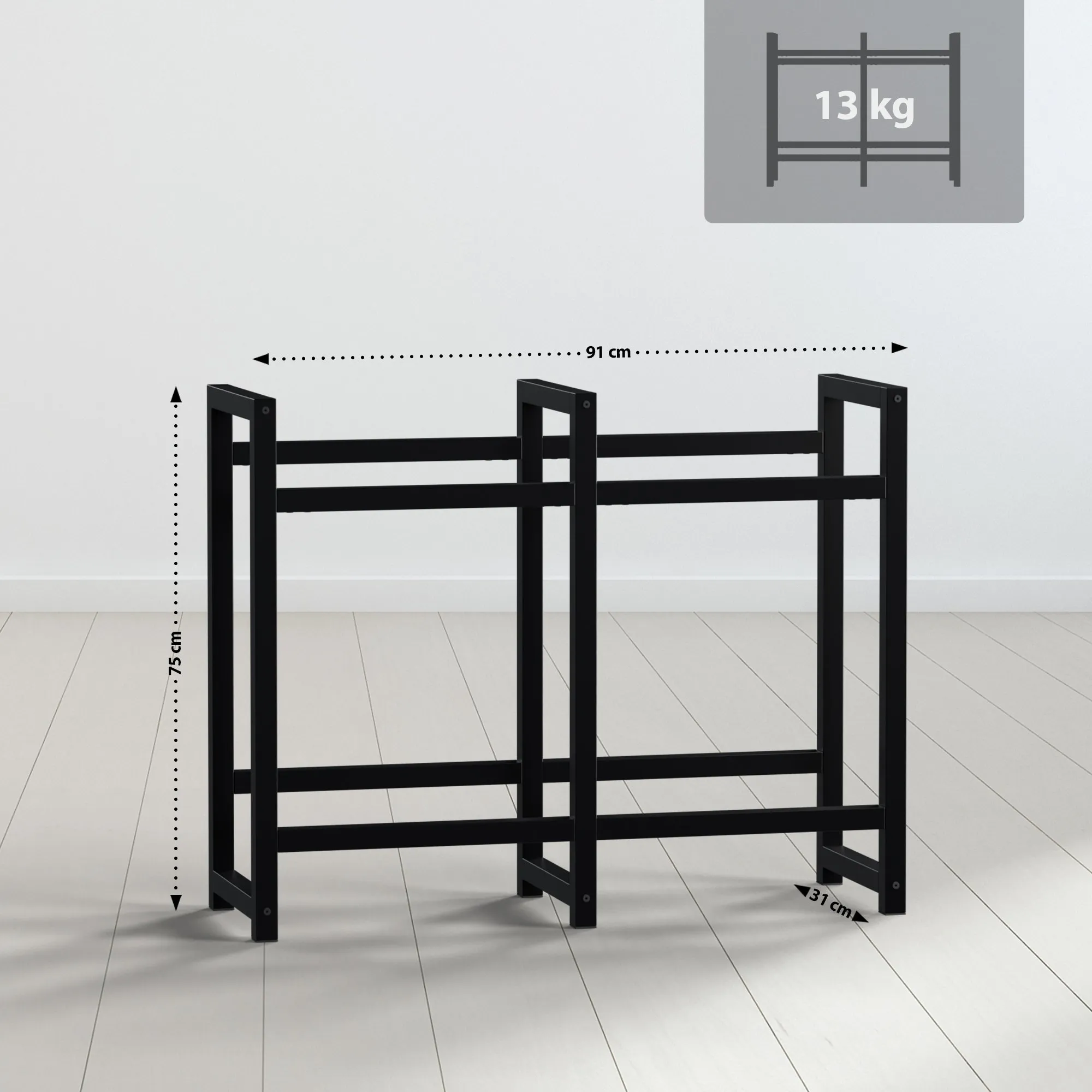 Getränkekistenständer Stack 91x31x75 cm schwarz