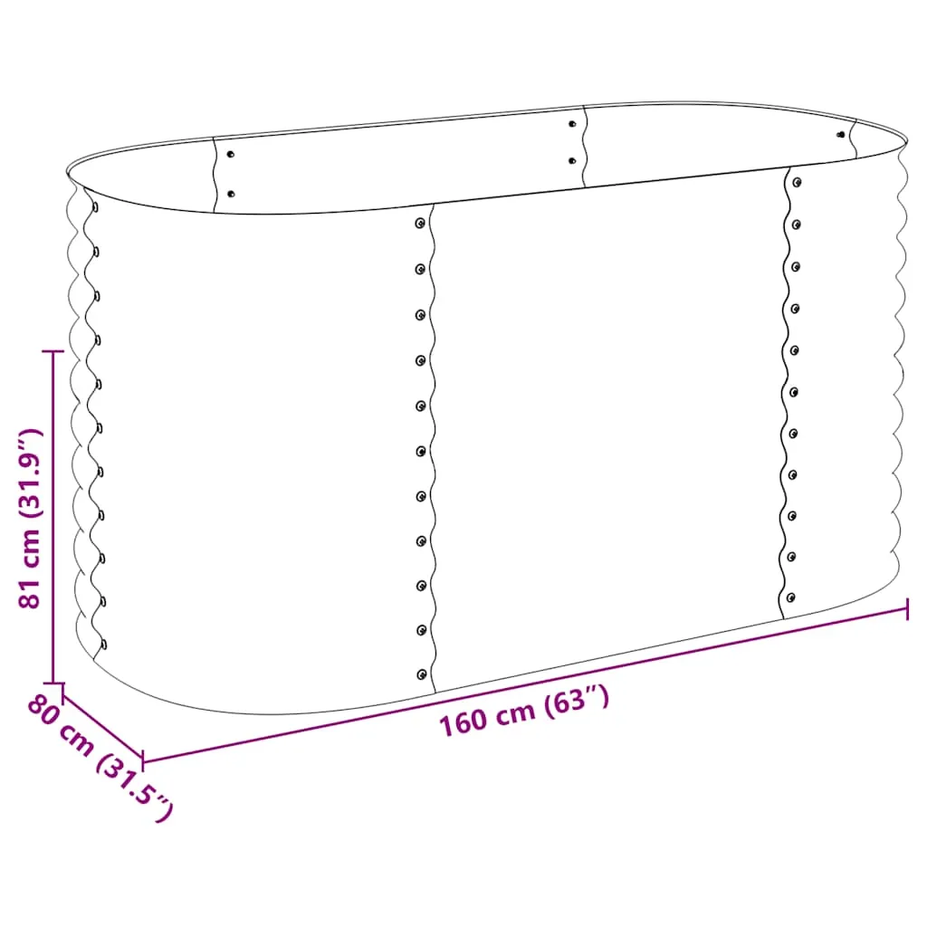 Garten-Hochbeet aus verzinktem Stahl 160 x 80 x 81 cm Grau