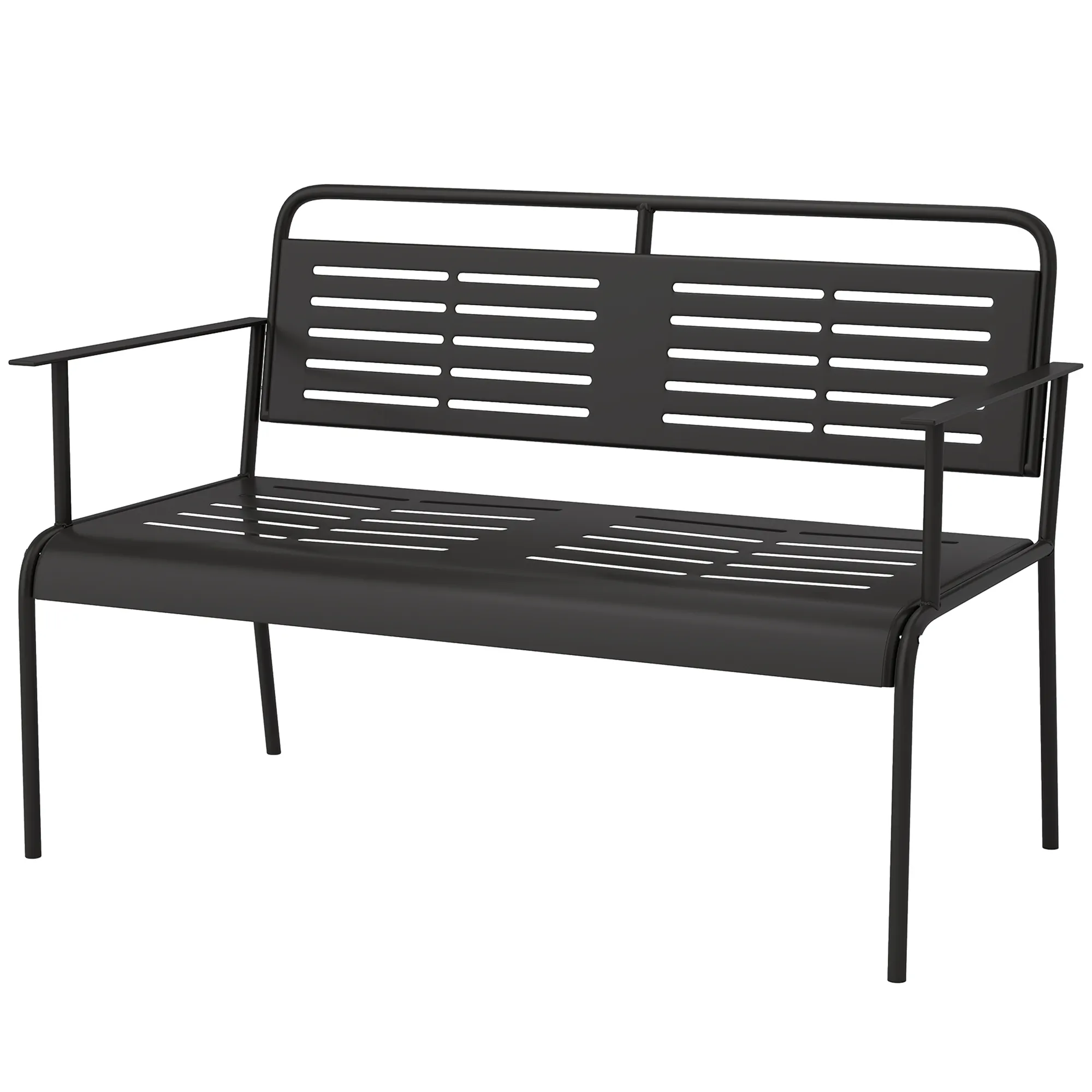 Elegante Gartenbank Schwarz 121L x 64B x 84H cm