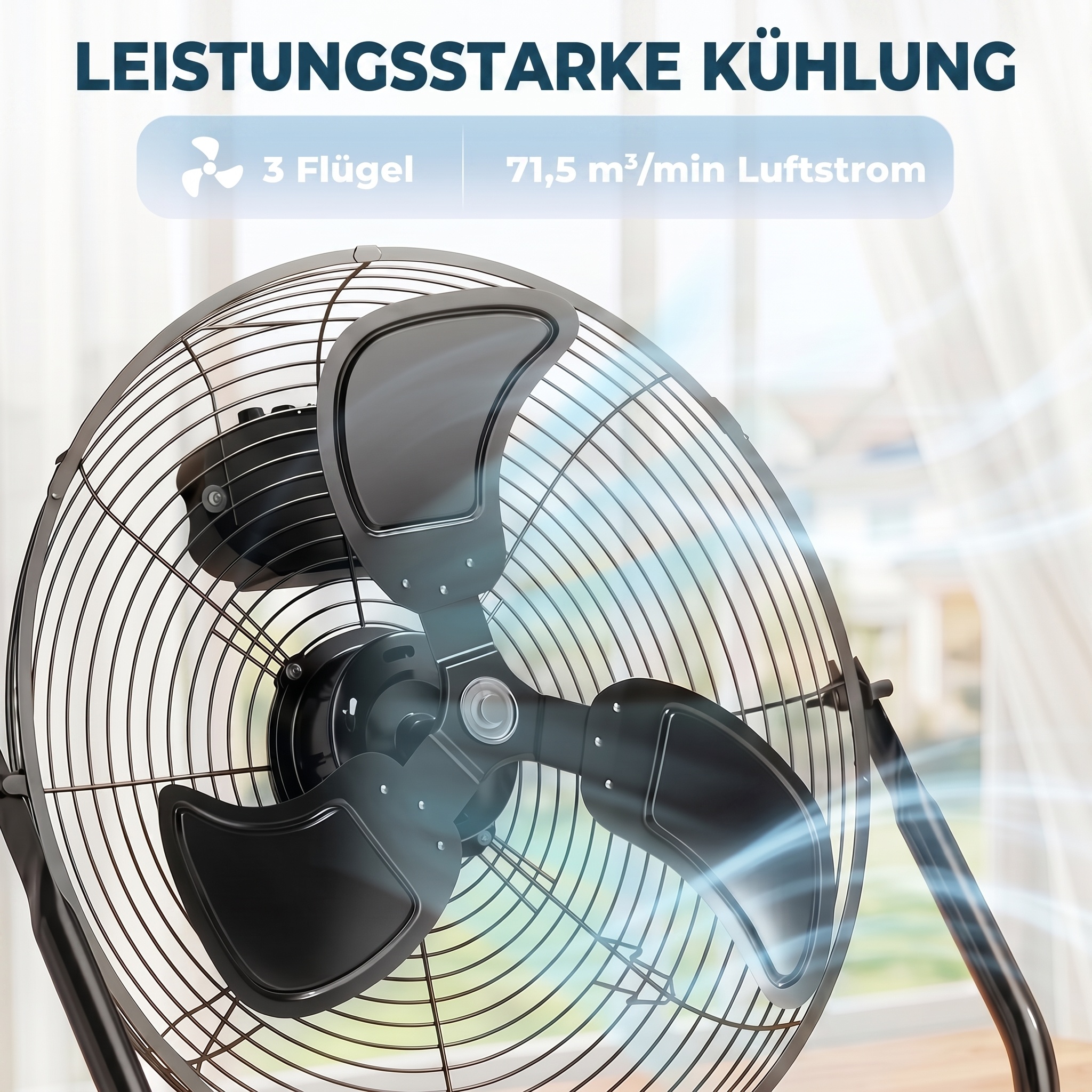 Elektrischer Tischventilator 39x18x39 cm in Schwarz