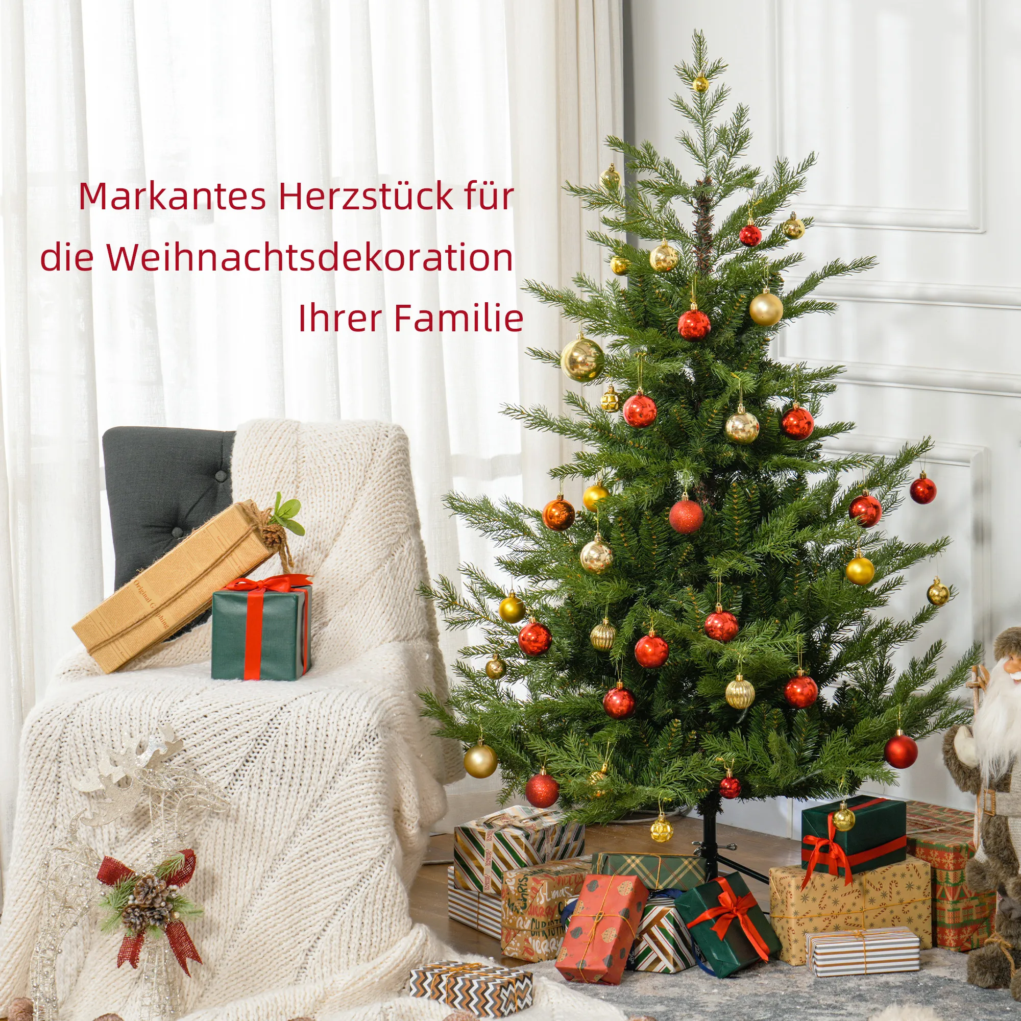 Kunsttanne Weihnachtsbaum realistisch Kunststoff, 150 cm, Grün