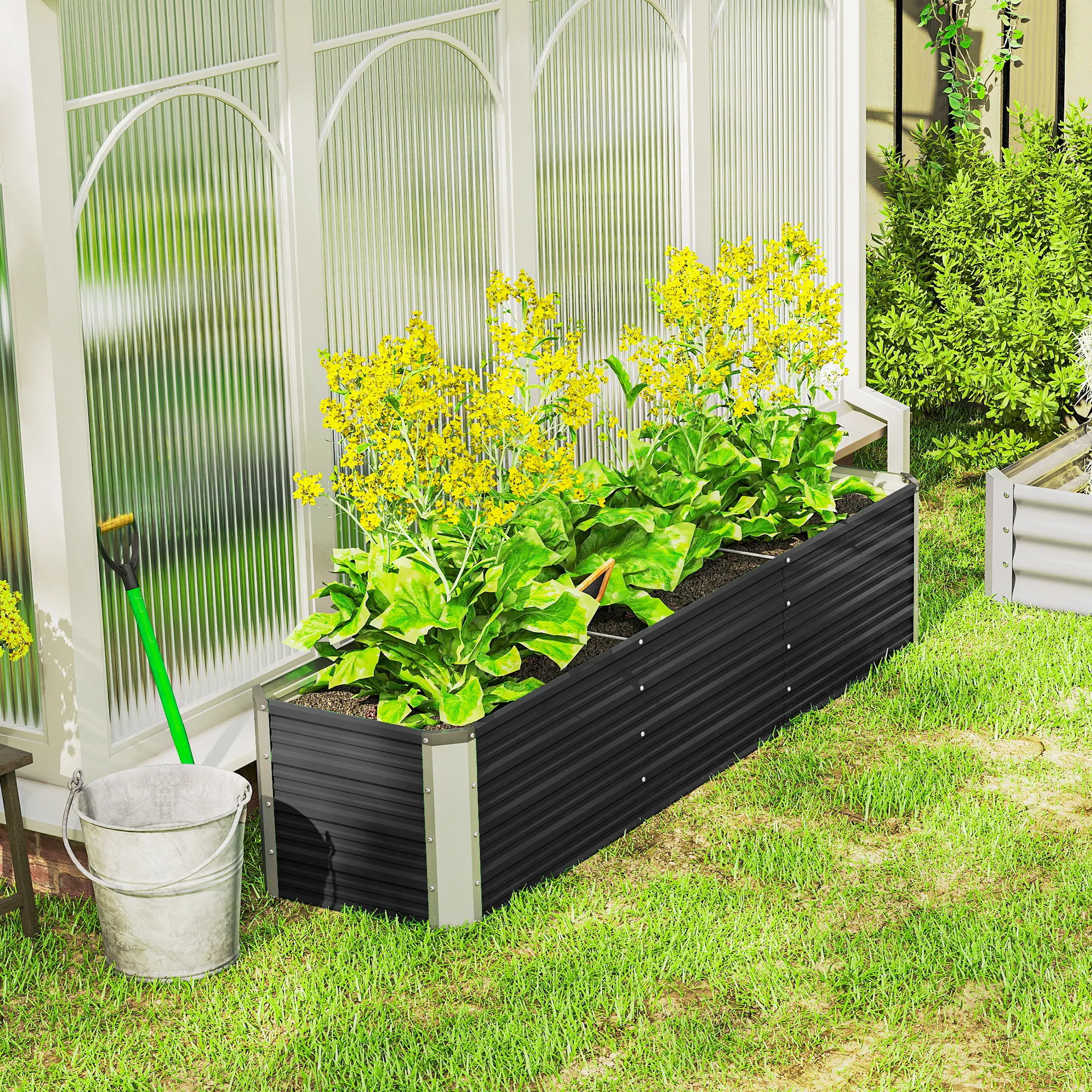 Hochbeet Grau 183L x 47B x 40H cm