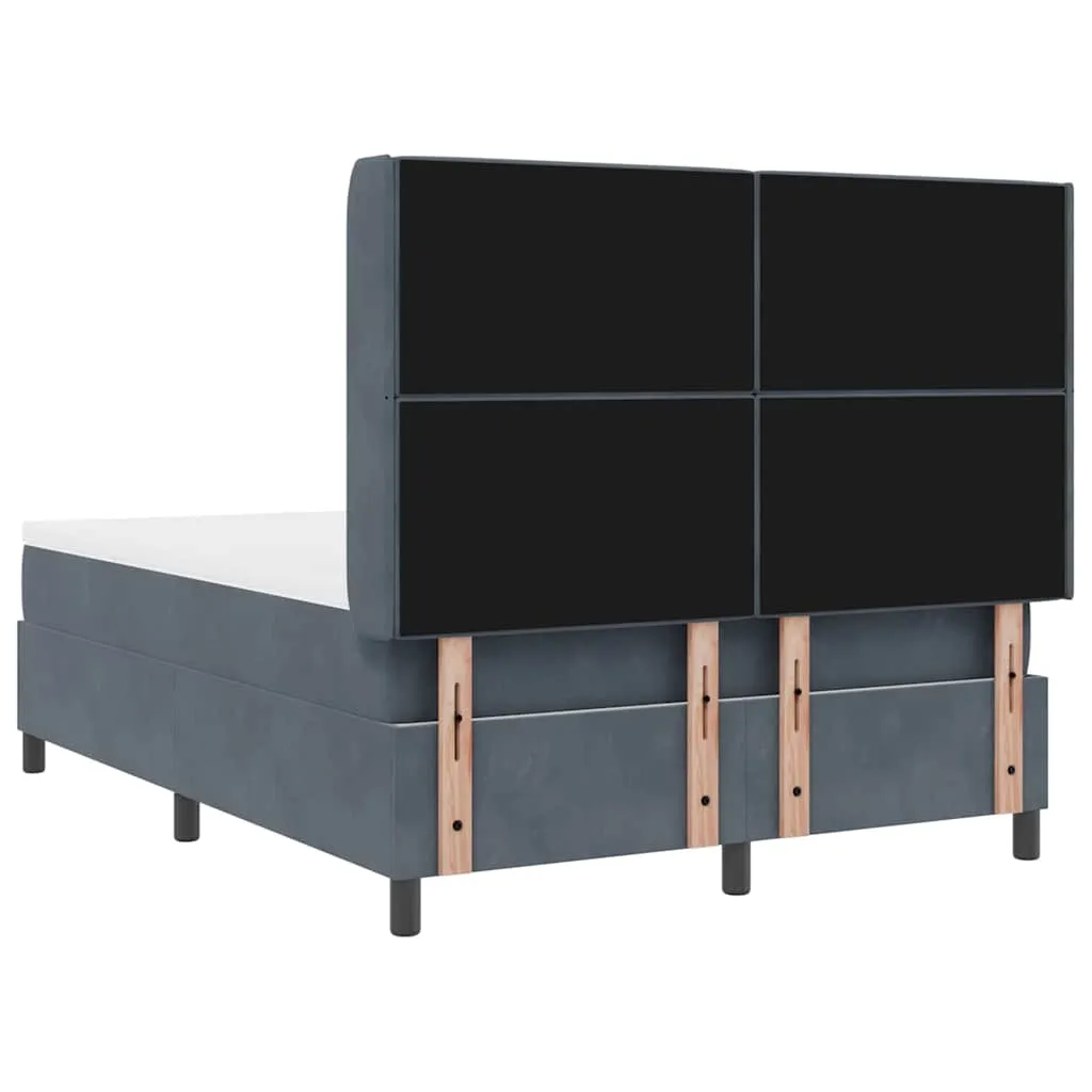 Boxspringbett mit LED-Beleuchtung, Samt, 140x200 cm, Dunkelgrau