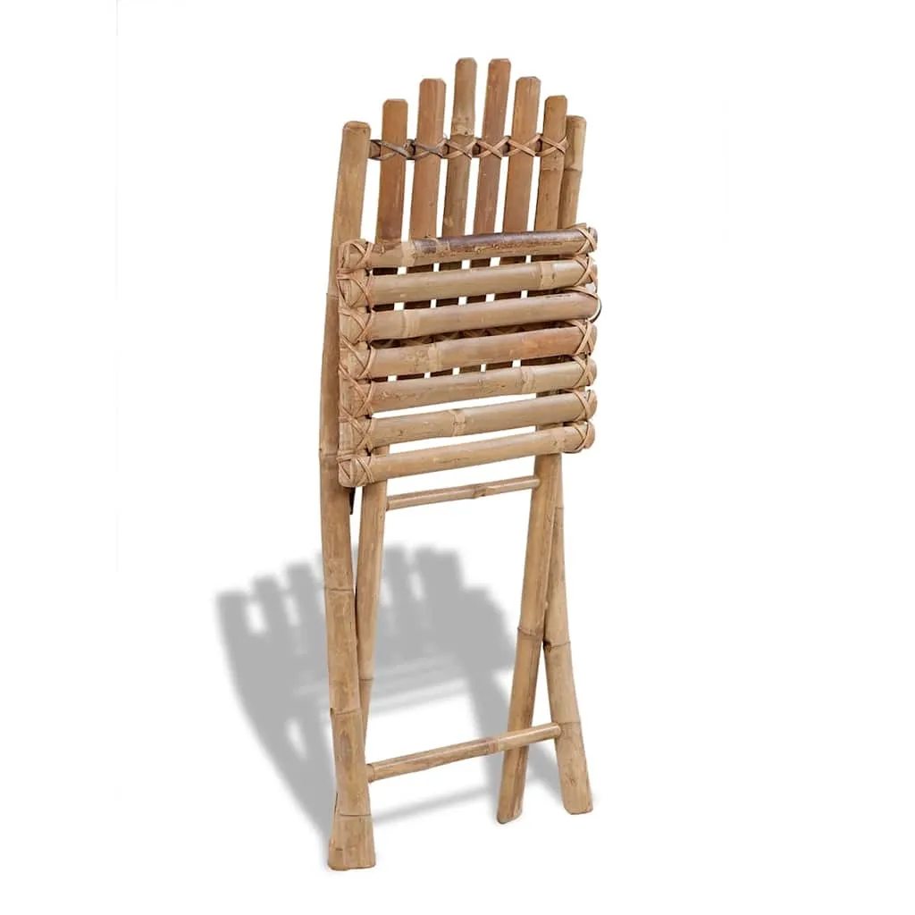 Gartenmöbel-Set Bambus klappbar Tisch 80x70 cm Stühle 50x42x92 cm