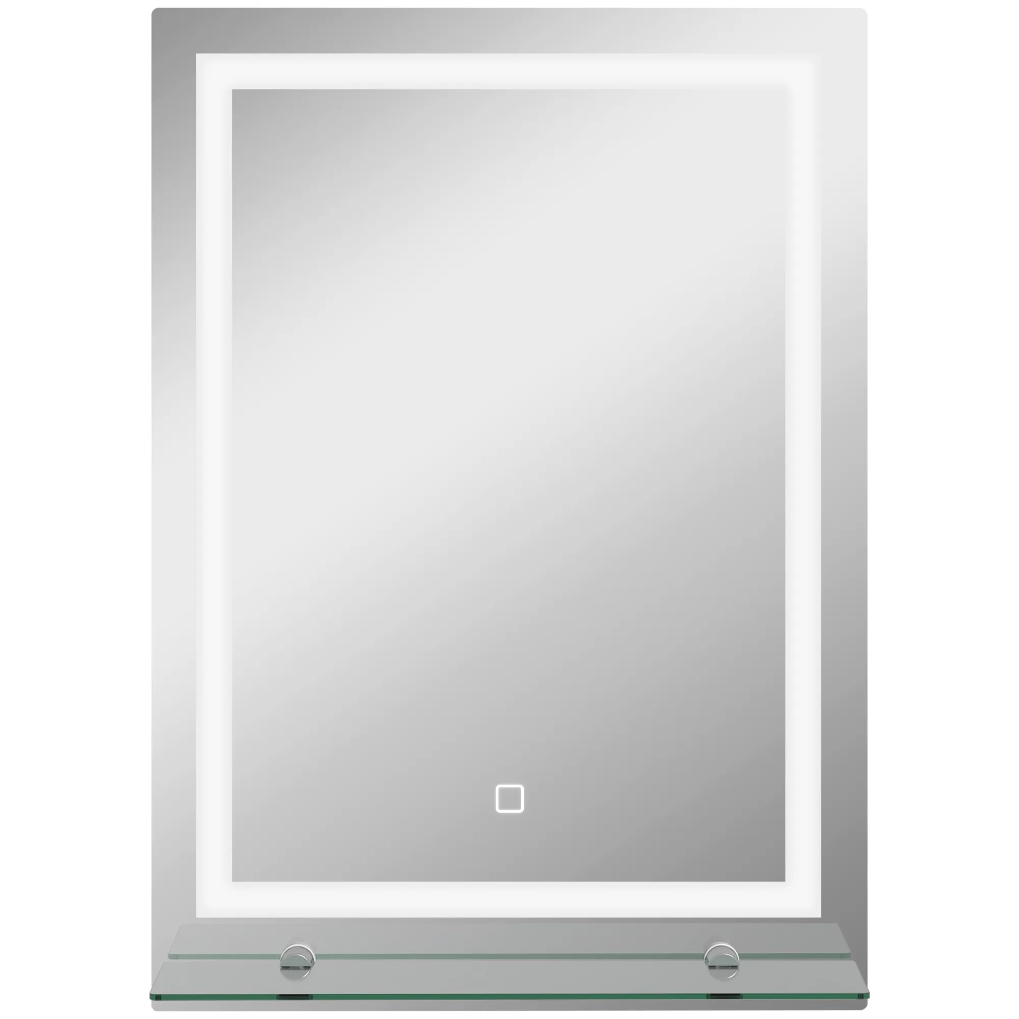 LED-Badspiegel, dimmbar, Anti-Beschlag, Touch-Schalter, Ablage, 50 x 70 cm, Silber