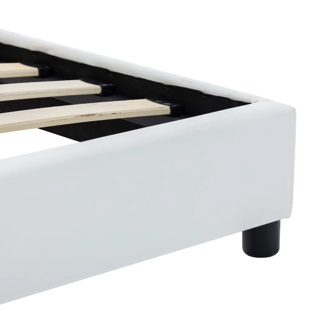 Eleganter weißer Bettrahmen aus MDF mit Kunstleder, 210x94x65 cm