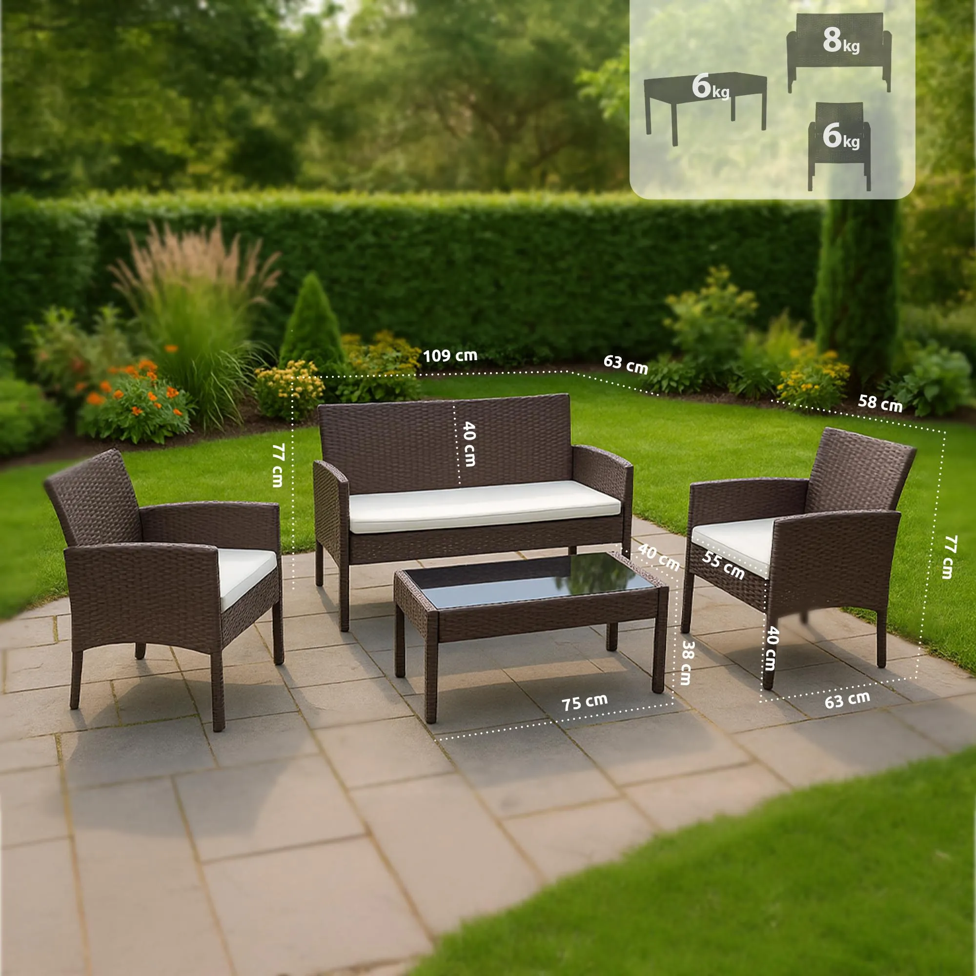 Sitzgruppe Ramunda 201x103x77 cm braun