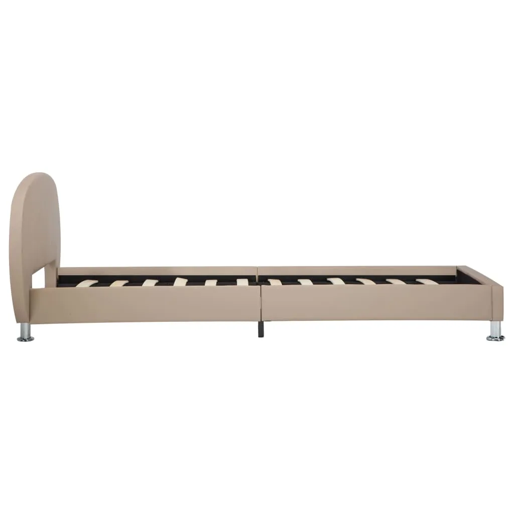 Modernes Polsterbett 208x133x70 cm Cappuccino-Braun mit Kunstlederbezug