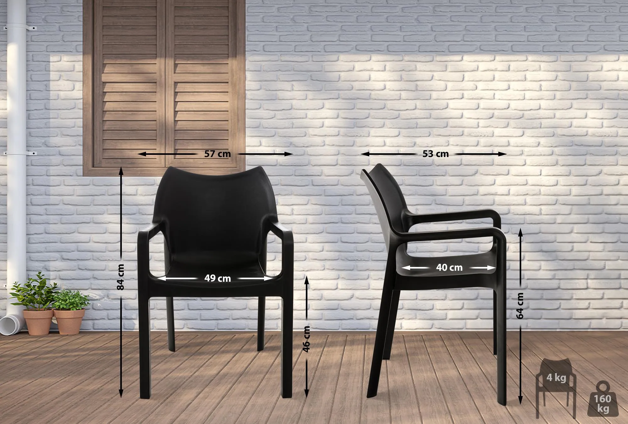 Gartenstuhl Diva 84x57x53 cm schwarz