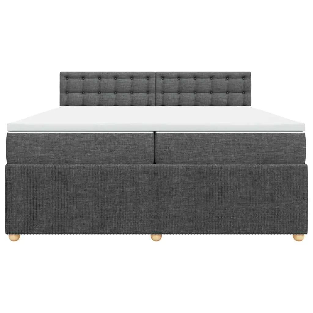 Boxspringbett 200x200 cm Taschenfederkern Dunkelgrau mit Auflage