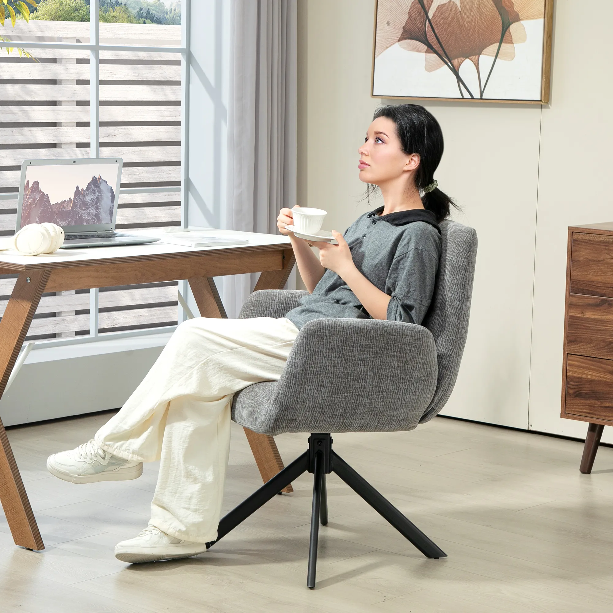 Bequemer Polstersessel Dunkelgrau 60B x 61T x 88H cm