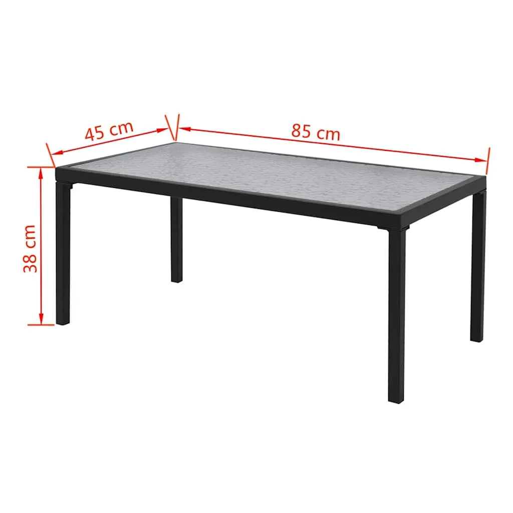 Schwarzes Gartenmöbel-Set Stahlrahmen 110x62x78 cm Bank & Stühle