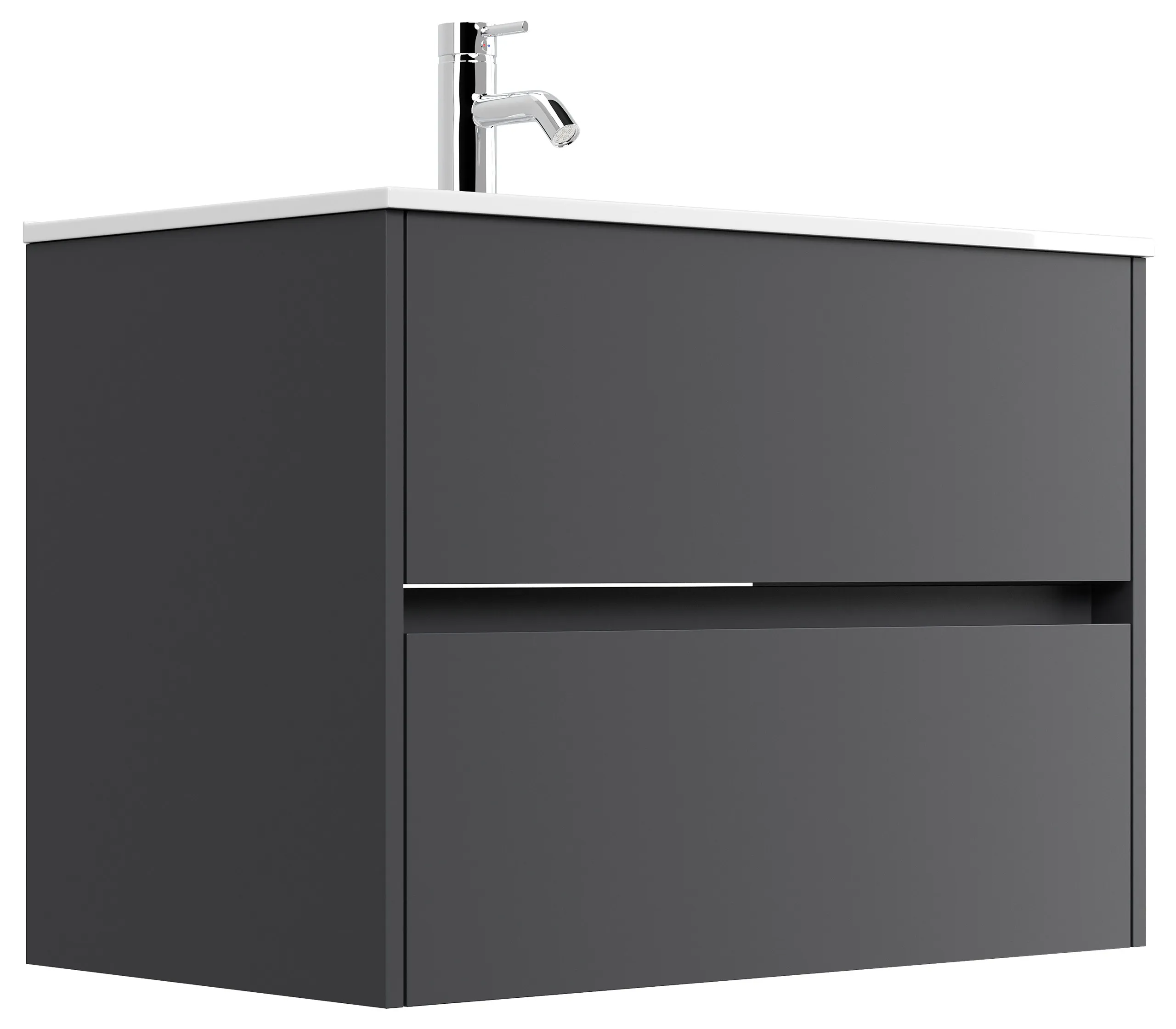 Badmöbel Limes & Waschtisch 80 cm 2 Greifraum SoftClose Auszüge Grafit