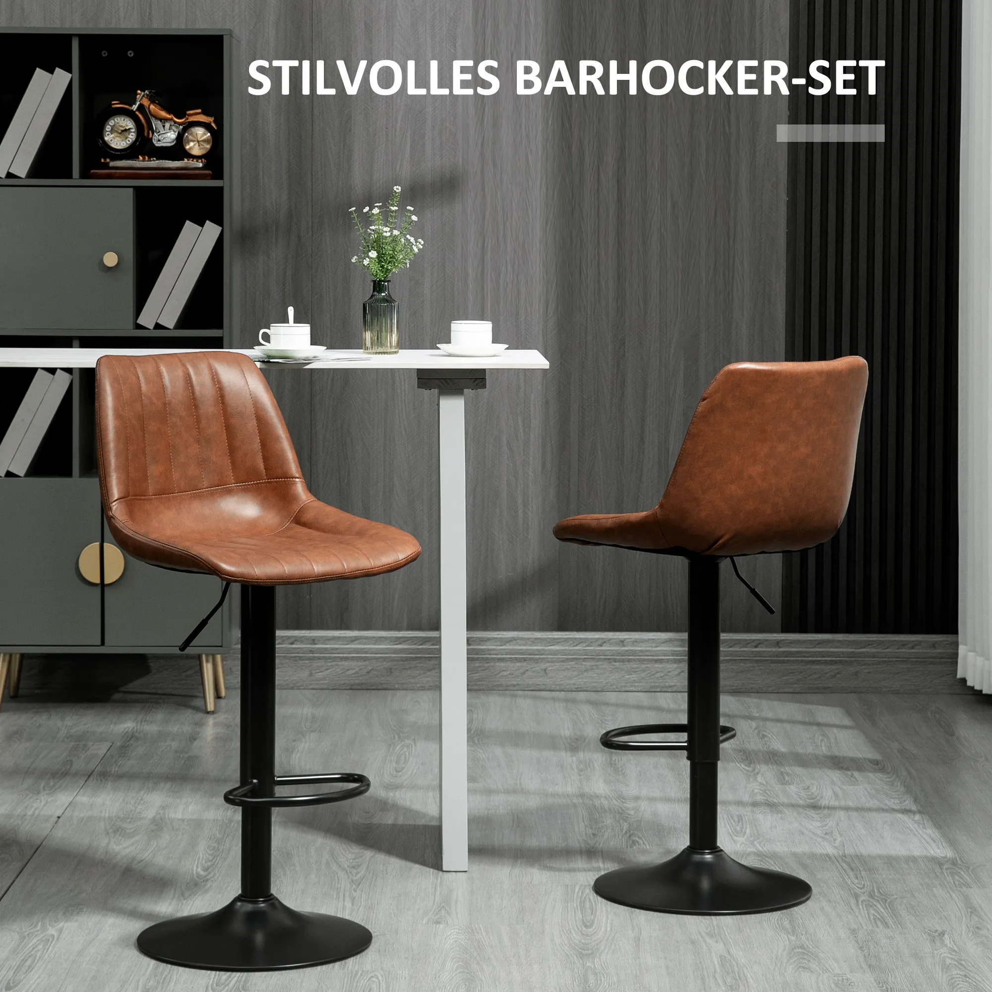 Retro Barhocker Braun 43L x 49,5B x 91-111H cm