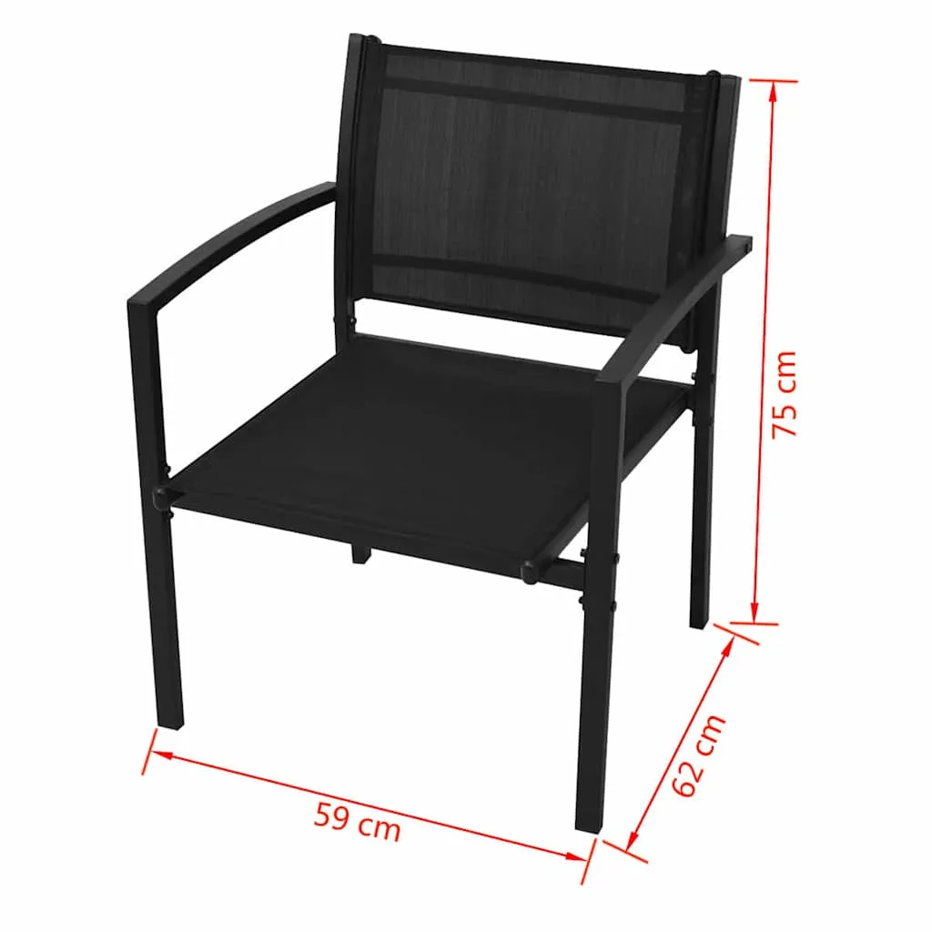 Schwarzes Gartenmöbel-Set Stahlrahmen 110x62x78 cm Bank & Stühle