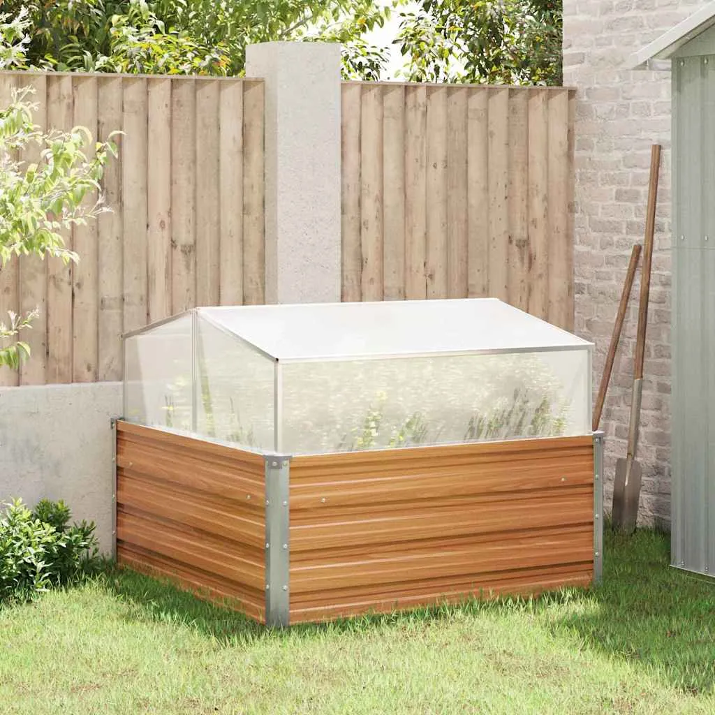 Gartenpflanzer aus verzinktem Stahl 100 x 100 x 77 cm, hellbraun