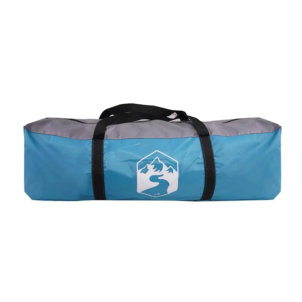 Campingzelt Tunnelzelt Blau 455x265x194 cm mit Überzelt und E-Anschluss
