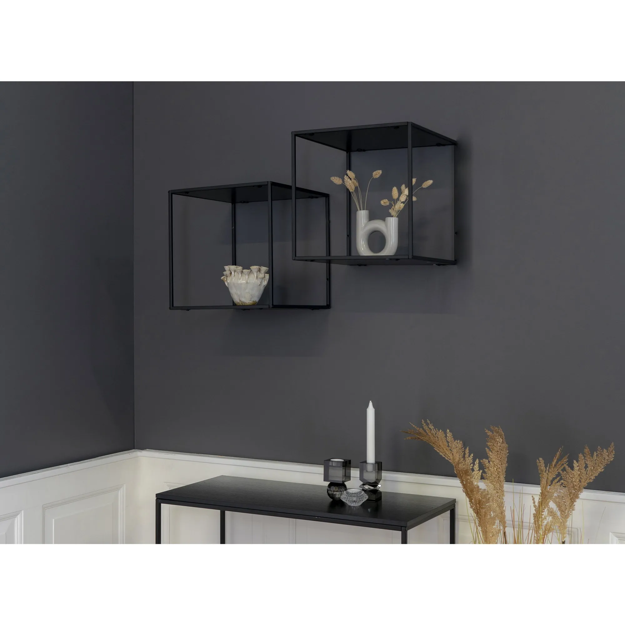 tinkaro Vita Wandregal 36x36x36 cm Schwarz