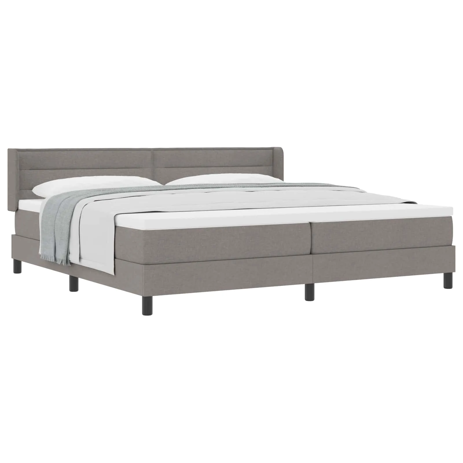 Boxspringbett 200x200 cm Massivholz Kiefer Polyester Taupe