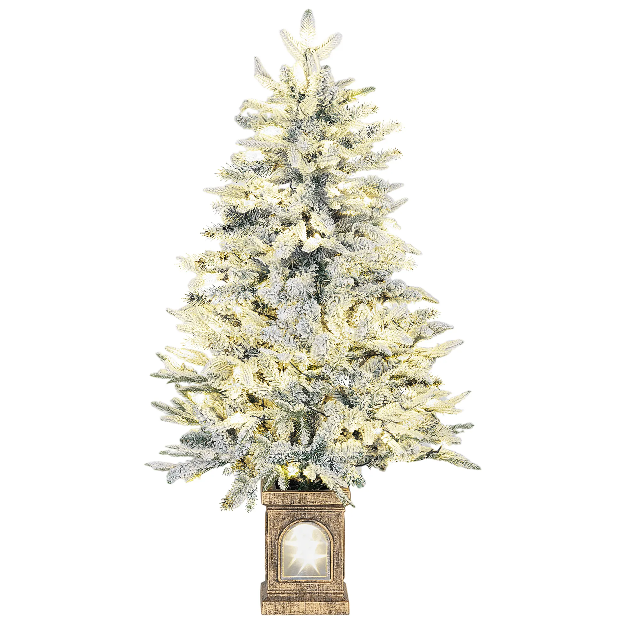 Künstlicher Weihnachtsbaum, schneebedeckter Look, 100 LEDs, 8 Modi, Kunststoff