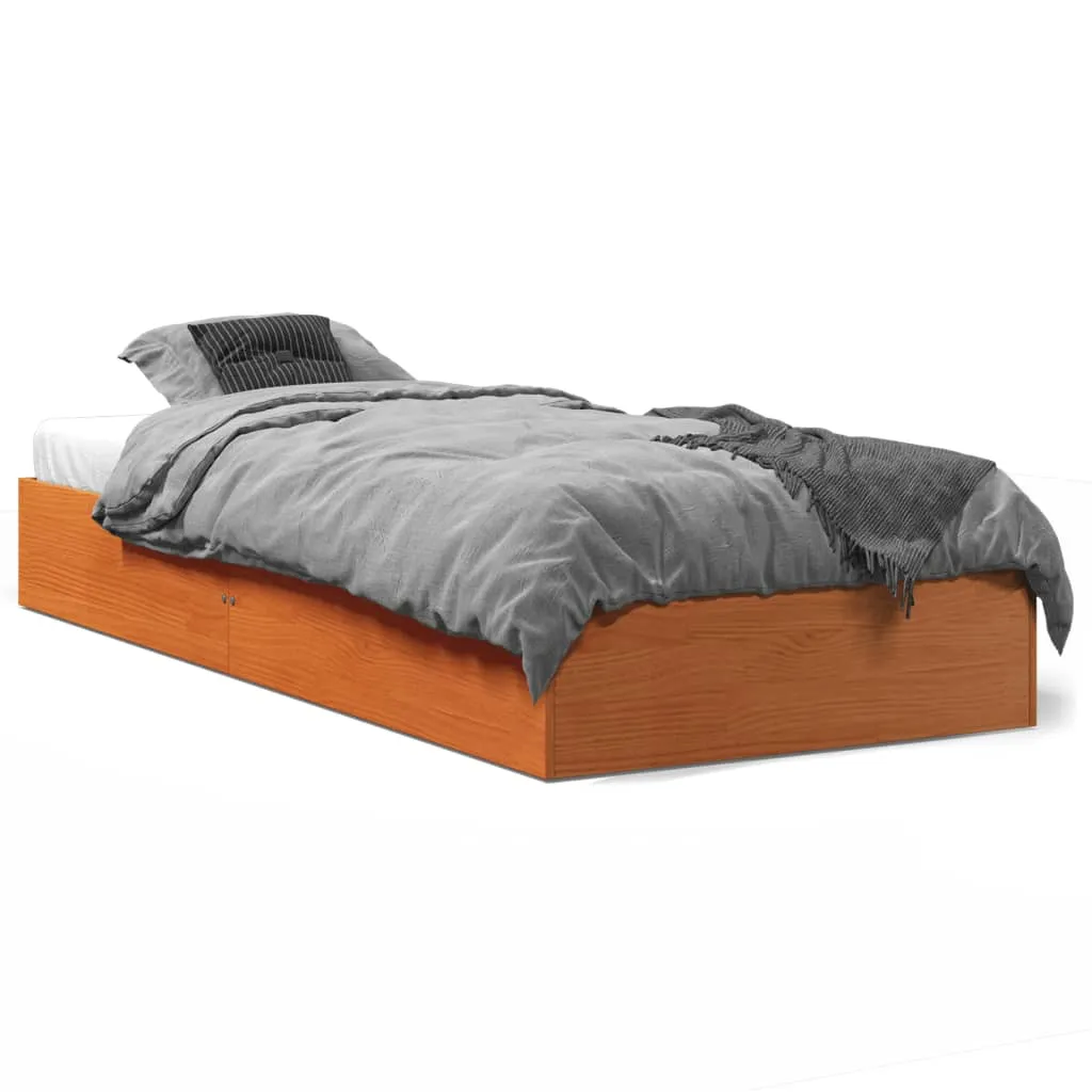 Holzbett 193 x 77,5 x 23 cm in Wachsbraun