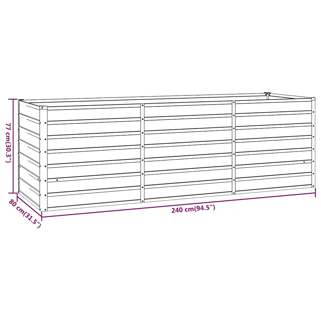 Hochbeet aus Cortenstahl 240 x 80 x 77 cm Rostig