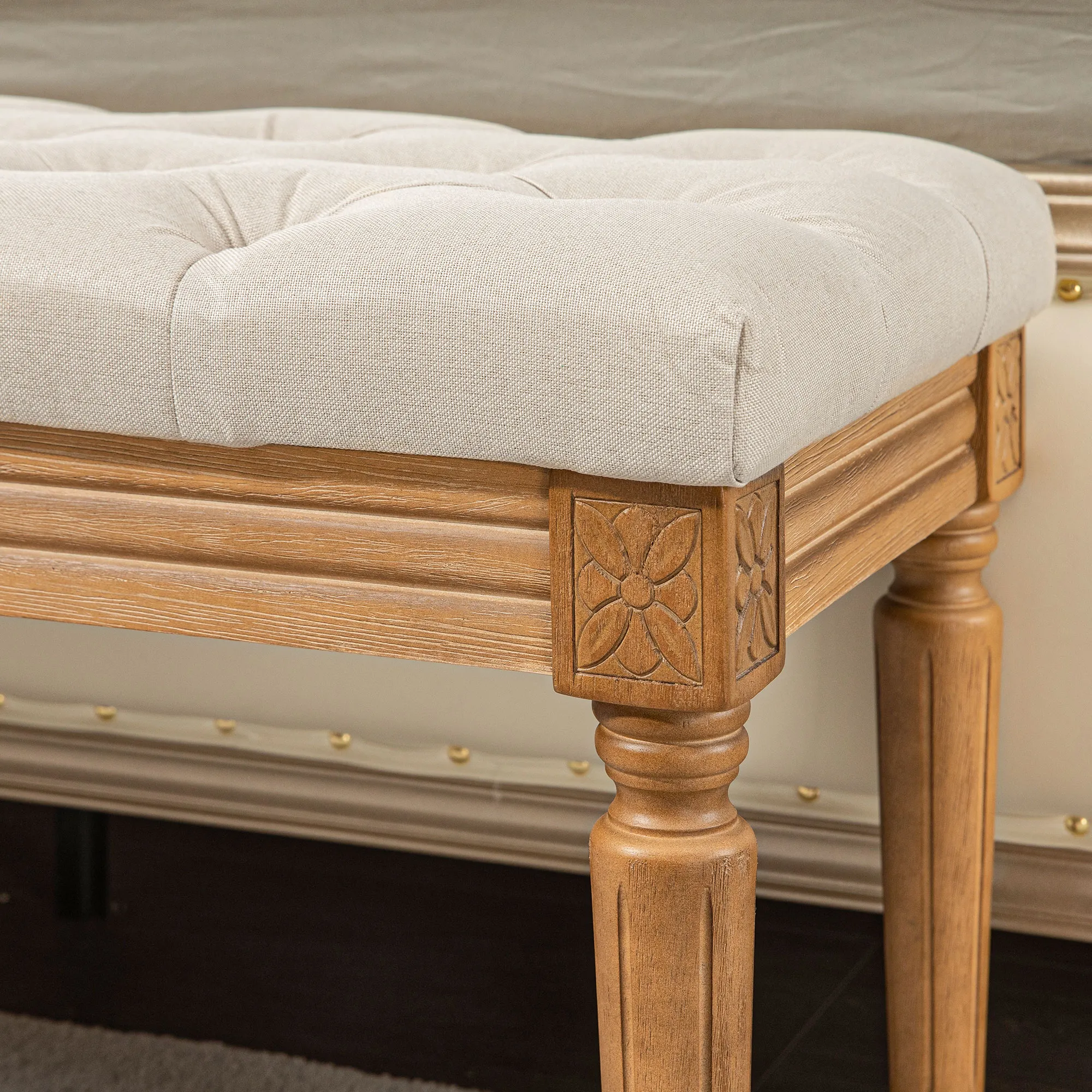 Elegante Bettbank 120x41x48 cm in Cremeweiß