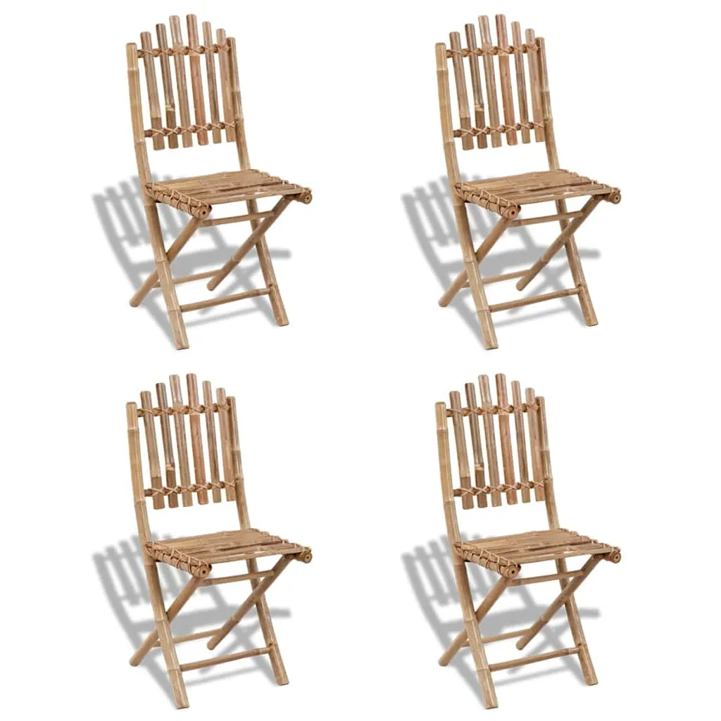 Gartenmöbel-Set Bambus klappbar Tisch 80x70 cm Stühle 50x42x92 cm