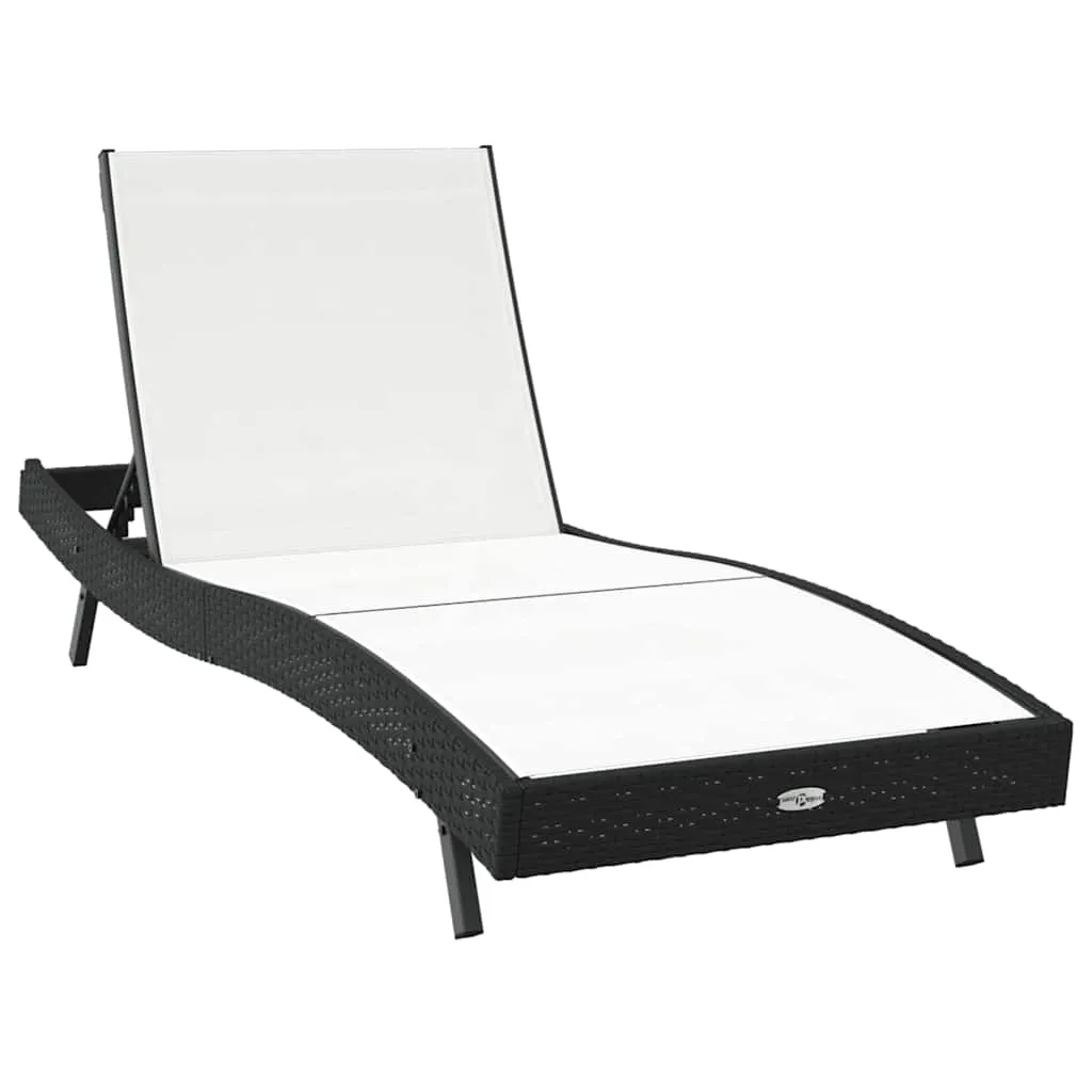 Sonnenliege mit Tisch 197x70x82 cm Schwarz und Weiß