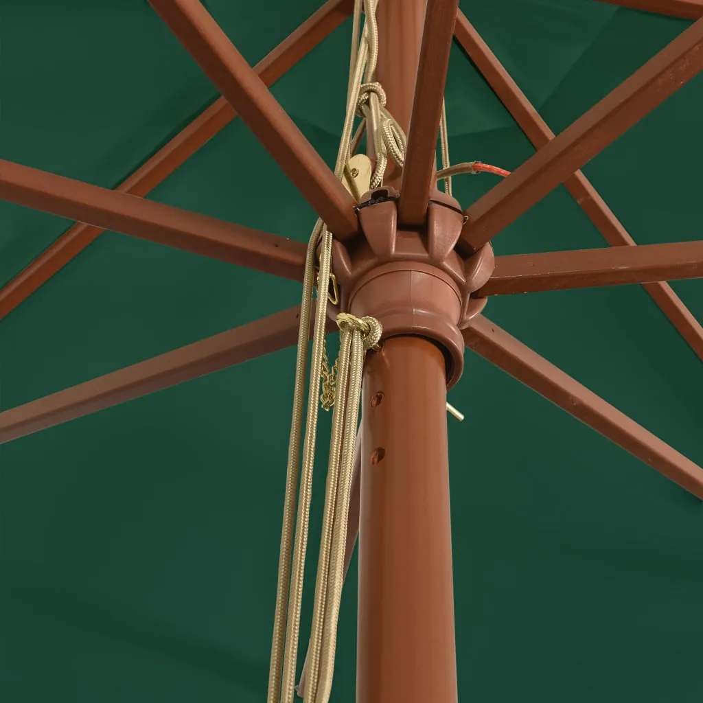 Grüner Sonnenschirm 400 x 273 cm mit Naturholzgestell
