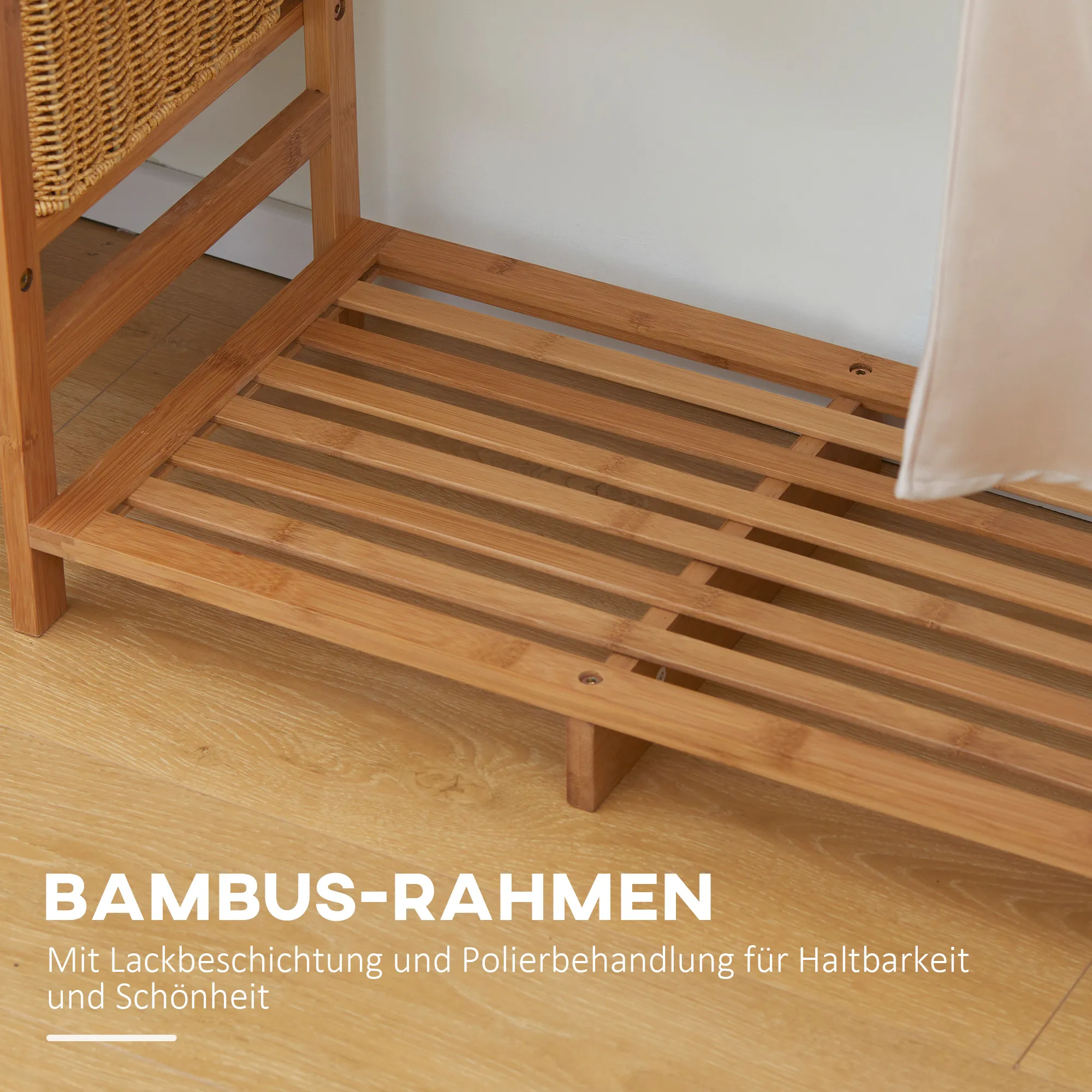 Bambus-Kleiderständer 90L x 30B x 145H cm Naturholz