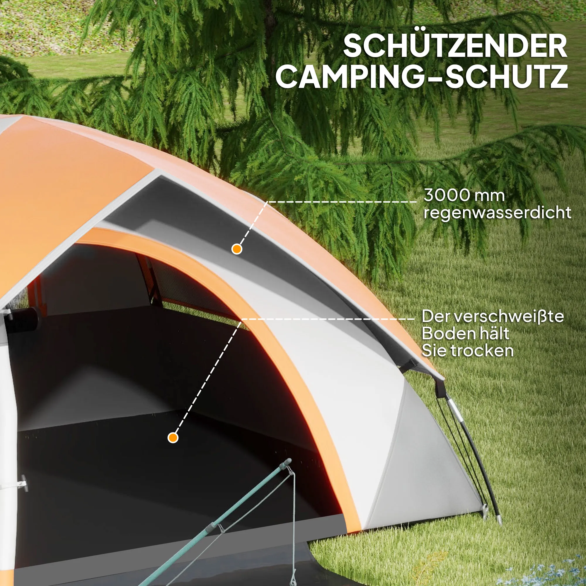 Campingzelt 2 Personen 210x150x110 cm Rostrot