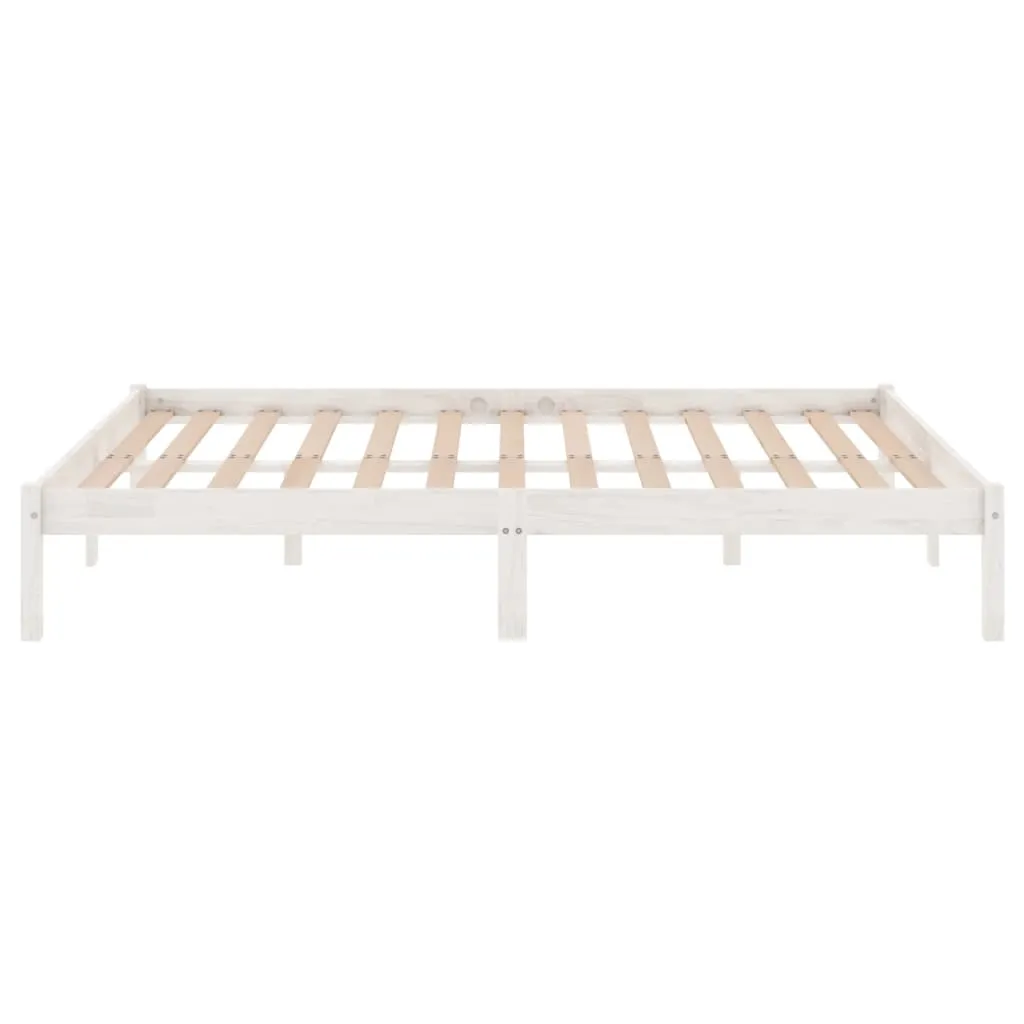 Massivholz Bett 195,5x145,5x31 cm Weiß für Matratze 140x190 cm